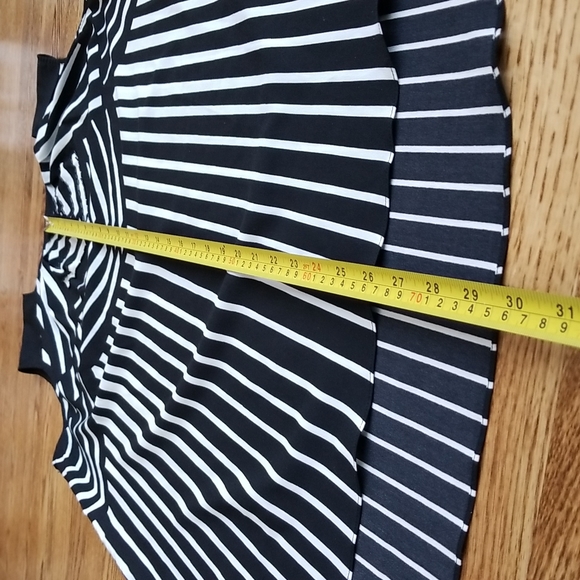 (XL) Beaded Detailing Striped Long Tank Top Blouse Flowy Keyhole Cutout Office - Picture 4 of 5